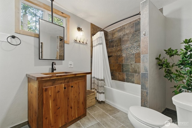 6570 E Grapeview Loop Rd, Allyn, WA 98524 - full bath featuring toilet, vanity, and shower / bath combination with curtain
