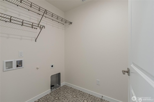 603 Cardinal Ave, Winlock, WA 98596 - laundry area with baseboards, hookup for a washing machine, hookup for an electric dryer, tile patterned floors, and gas dryer hookup
