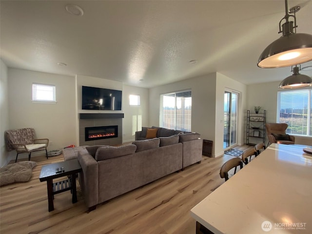 603 Cardinal Ave, Winlock, WA 98596 - living room featuring light wood-style flooring and a tiled fireplace