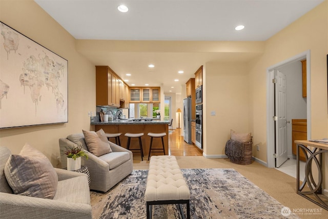740 1st St S, Kirkland, WA 98033 - living room with recessed lighting and light carpet