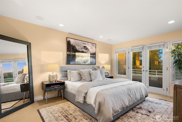 740 1st St S, Kirkland, WA 98033 - carpeted bedroom featuring french doors, access to exterior, and recessed lighting