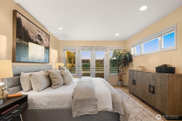 740 1st St S, Kirkland, WA 98033 - bedroom with access to exterior, french doors, and recessed lighting