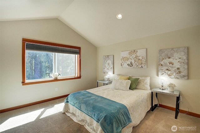 2509NE 125th St, Seattle, WA 98125 - carpeted bedroom featuring lofted ceiling and baseboards