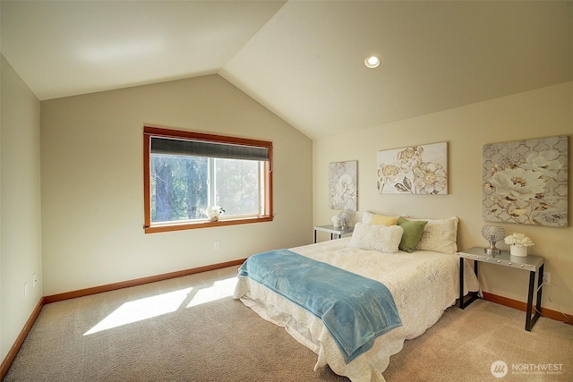 2509NE 125th St, Seattle, WA 98125 - bedroom featuring carpet, vaulted ceiling, and baseboards
