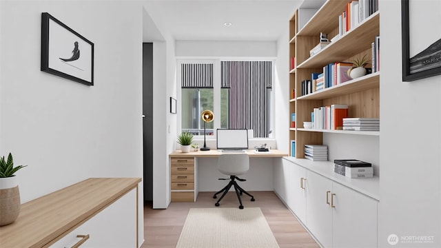1114 26th Ave Unit A, Seattle, WA 98122 - office area featuring built in desk and light wood-type flooring