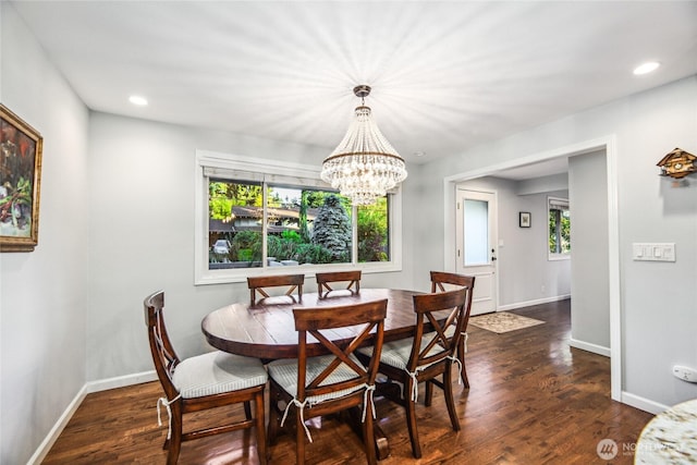15068 NE 13th St, Bellevue, WA 98007 - dining area featuring wood finished floors, recessed lighting, and a chandelier