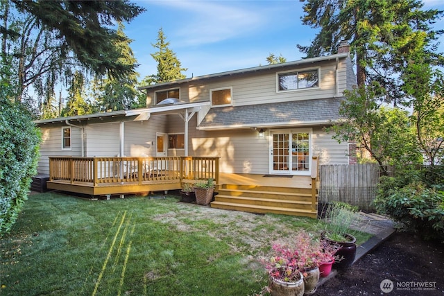 15068 NE 13th St, Bellevue, WA 98007 - back of property with a chimney and a deck