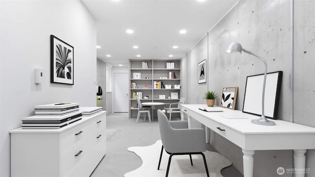 1114 26th Ave Unit B, Seattle, WA 98122 - home office featuring finished concrete floors, recessed lighting, and built in study area