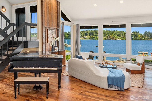 9707 SW Quartermaster Dr, Vashon, WA 98070 - sunroom featuring vaulted ceiling and a water view