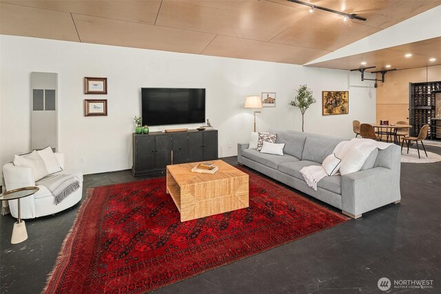 9707 SW Quartermaster Dr, Vashon, WA 98070 - living area with track lighting and concrete flooring