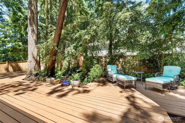 604 N 178th St, Shoreline, WA 98133 - wooden terrace featuring a fenced backyard