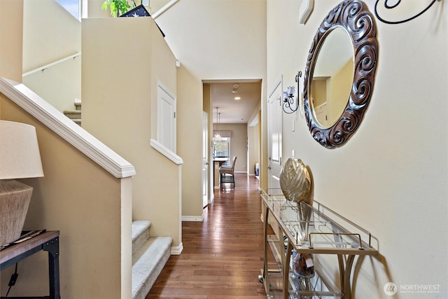 5418 Bennett Ave SE, Auburn, WA 98092 - hall featuring stairway, wood finished floors, baseboards, and recessed lighting