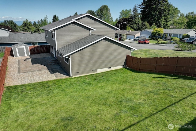 109 77th Pl SW, Everett, WA 98203 - back of property with crawl space, a patio area, a residential view, and a shingled roof