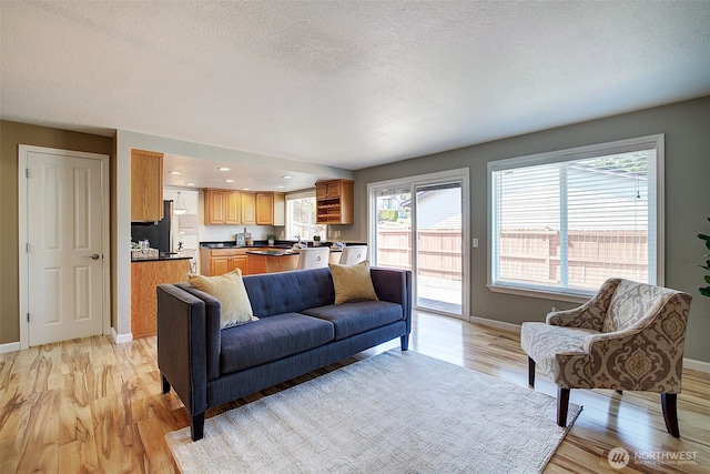 109 77th Pl SW, Everett, WA 98203 - living area featuring light wood-style floors, baseboards, and a textured ceiling