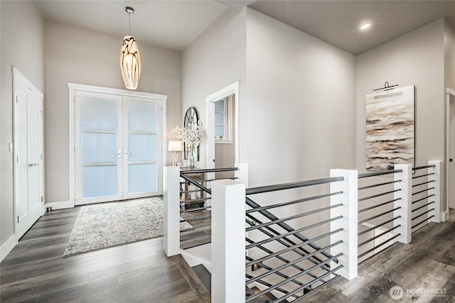 8054 Makah Rd, Birch Bay, WA 98230 - entrance foyer with wood finished floors, french doors, and recessed lighting