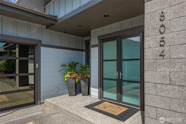 8054 Makah Rd, Birch Bay, WA 98230 - entrance to property featuring board and batten siding and french doors