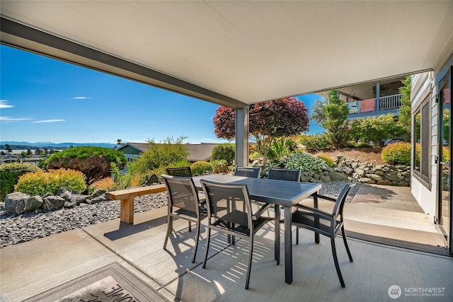 8054 Makah Rd, Birch Bay, WA 98230 - view of patio featuring outdoor dining space and a mountain view