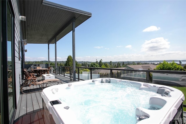 8068 Niska Rd, Blaine, WA 98230 - wooden deck featuring a hot tub