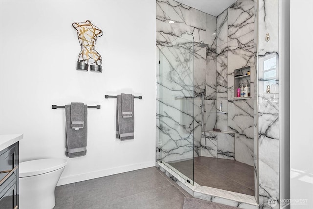 8068 Niska Rd, Blaine, WA 98230 - full bathroom featuring a marble finish shower, vanity, and tile patterned flooring