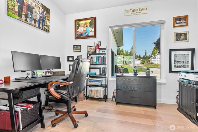 8068 Niska Rd, Blaine, WA 98230 - office area with light wood-style flooring and baseboards