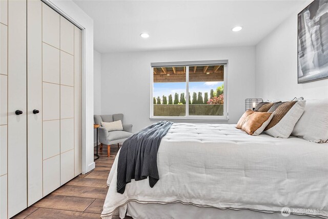 8068 Niska Rd, Blaine, WA 98230 - bedroom featuring wood finished floors, recessed lighting, and a closet