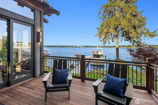 1104 Lakeside Ave S, Seattle, WA 98144 - deck featuring a water view, boat lift, and a dock
