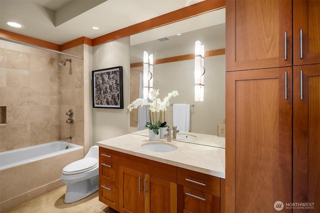 1104 Lakeside Ave S, Seattle, WA 98144 - bathroom featuring vanity, shower / bathtub combination, and recessed lighting
