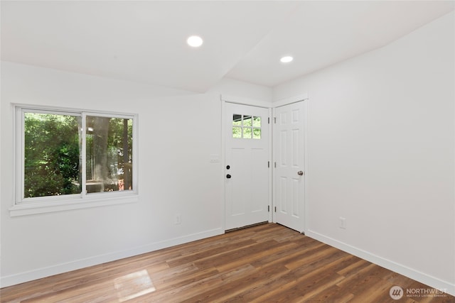 29722 State Highway 3 NE, Poulsbo, WA 98370 - foyer featuring baseboards, wood finished floors, and recessed lighting