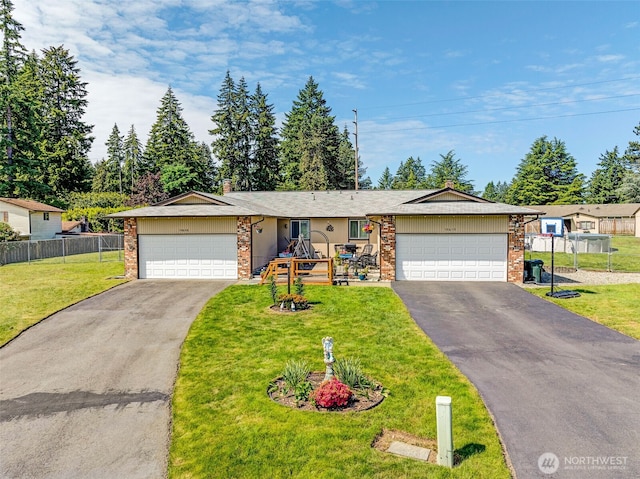 10610-10608 109th St SW, Lakewood, WA 98498 - ranch-style home featuring driveway, an attached garage, a chimney, and brick siding