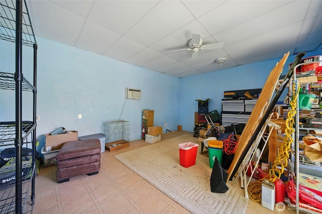 507 S 3rd St, Dayton, WA 99328 - garage with ceiling fan and a wall mounted air conditioner