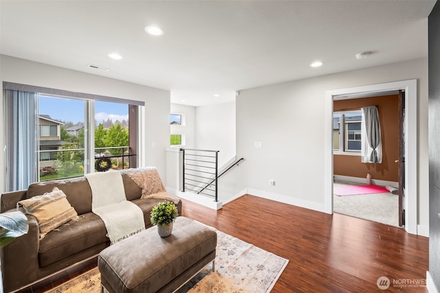 32867 Madrona Ave SE, Black Diamond, WA 98010 - living room featuring wood finished floors and recessed lighting