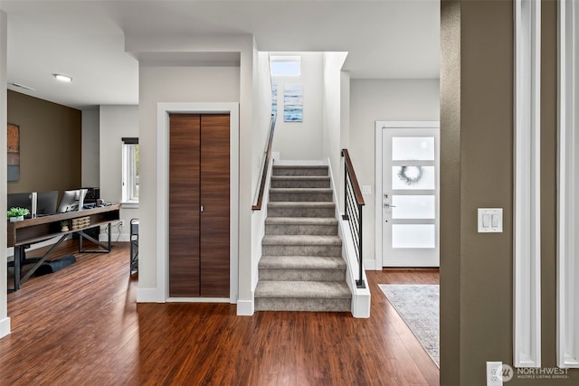 32867 Madrona Ave SE, Black Diamond, WA 98010 - entrance foyer featuring dark wood finished floors and stairs