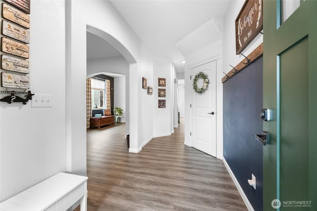 15315 91st Ave SE, Yelm, WA 98597 - foyer with arched walkways and wood finished floors