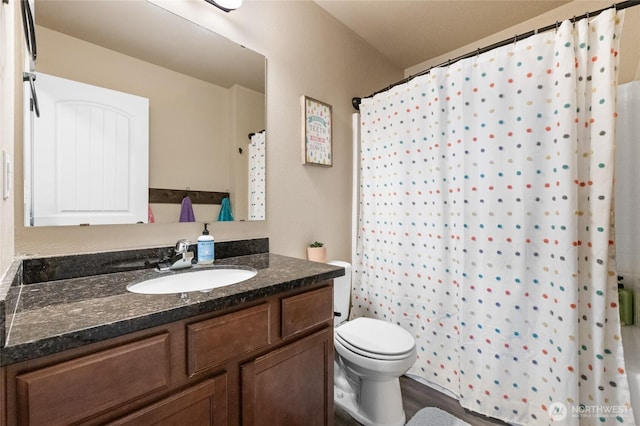 15315 91st Ave SE, Yelm, WA 98597 - bathroom with vanity and a shower with shower curtain