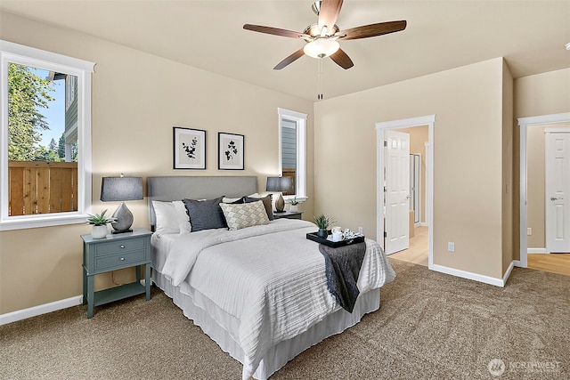 7391 Mirasett St SW Lot 42, Tumwater, WA 98512 - bedroom with light colored carpet, baseboards, and a ceiling fan