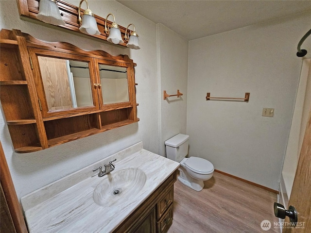 20025 Carper Rd SW, Rochester, WA 98579 - bathroom with wood finished floors, vanity, toilet, and baseboards