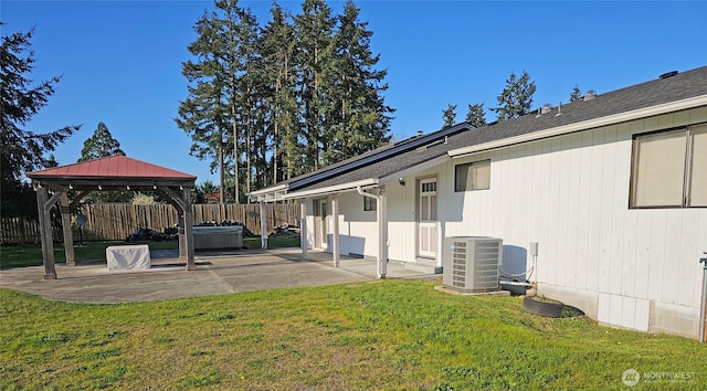 20025 Carper Rd SW, Rochester, WA 98579 - view of yard featuring central AC, a gazebo, a patio area, and a hot tub
