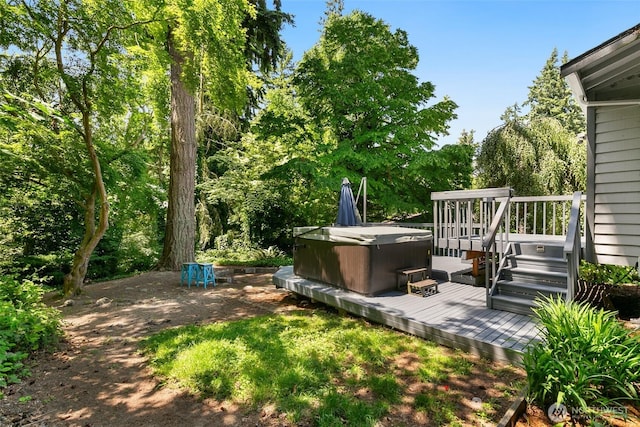 10008 50th Pl W, Mukilteo, WA 98275 - view of yard with a hot tub and a deck