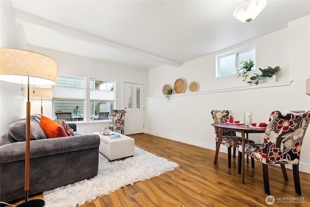 5907 40th Ave SW Unit B, Seattle, WA 98136 - living area featuring wood finished floors and baseboards