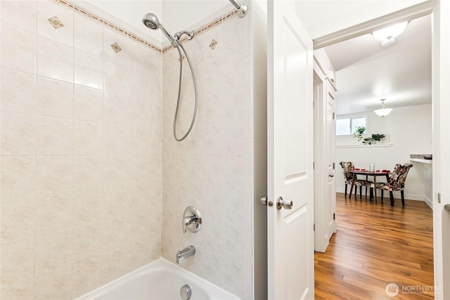 5907 40th Ave SW Unit B, Seattle, WA 98136 - full bathroom featuring shower / washtub combination and wood finished floors