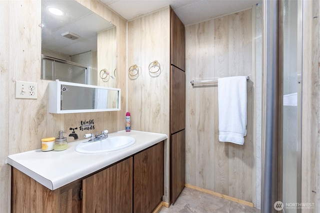 118 Silver Tip Ln, Packwood, WA 98361 - bathroom featuring vanity and a shower with door