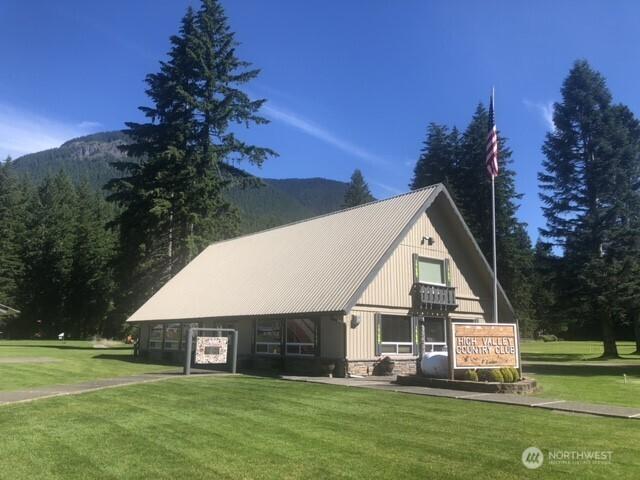 118 Silver Tip Ln, Packwood, WA 98361 - view of front of property with a front yard, a mountain view, and a metal roof