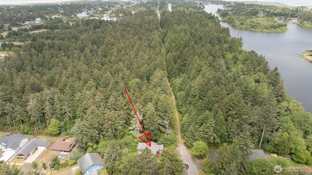 401 Draconis Ave SE, Ocean Shores, WA 98569 - aerial overview of property's location with a nearby body of water and a forest