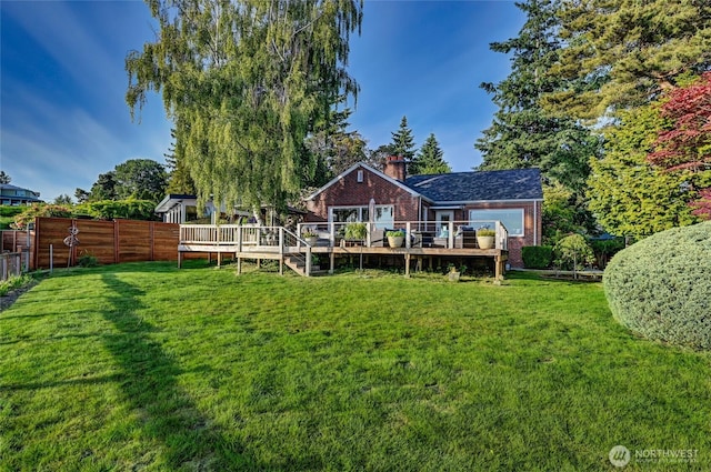 10825 Marine View Dr SW, Seattle, WA 98146 - rear view of property featuring a wooden deck, a chimney, and brick siding