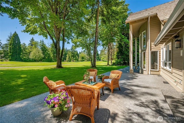 5520 Canvasback Rd, Blaine, WA 98230 - view of patio / terrace featuring view of scattered trees