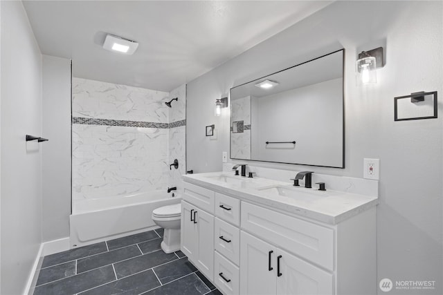 422 S Wright Ave, Tacoma, WA 98418 - bathroom featuring double vanity, bathtub / shower combination, and tile patterned floors