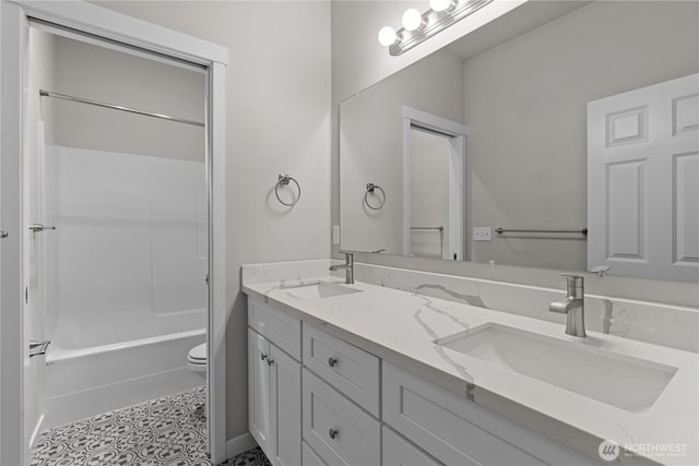 17621 Vine Ln SE, Yelm, WA 98597 - bathroom with double vanity and bathtub / shower combination