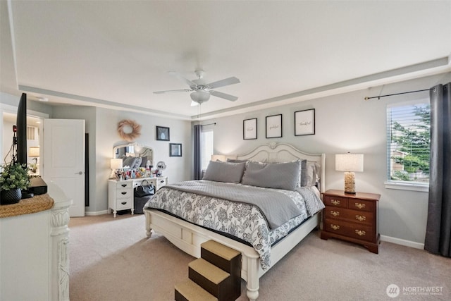 19409 90th Avenue Ct E, Graham, WA 98338 - bedroom with light carpet, multiple windows, baseboards, and a ceiling fan