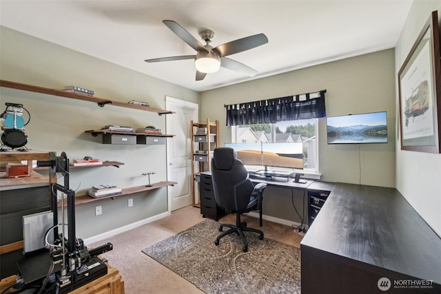 19409 90th Avenue Ct E, Graham, WA 98338 - office space with ceiling fan, carpet flooring, and baseboards