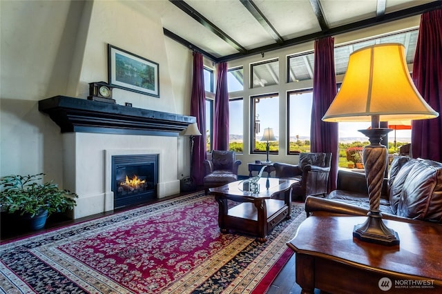 2316 Ridgeview Rd, Walla Walla, WA 99362 - living room with healthy amount of natural light, a glass covered fireplace, and wood finished floors